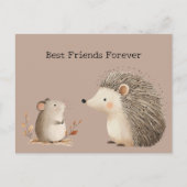 Niedlich Brown Cream Igel Mouse Die besten Freunde Postkarte (Vorderseite)