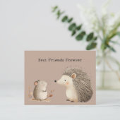 Niedlich Brown Cream Igel Mouse Die besten Freunde Postkarte (Stehend Vorderseite)
