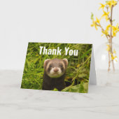 Niedlich Brown Ferret im Gras Danke Karte (Gelbe Blume)