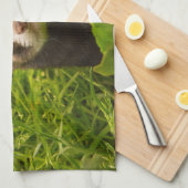 Niedlich Brown Ferret im Gras Geschirrtuch (Viertel Falte)
