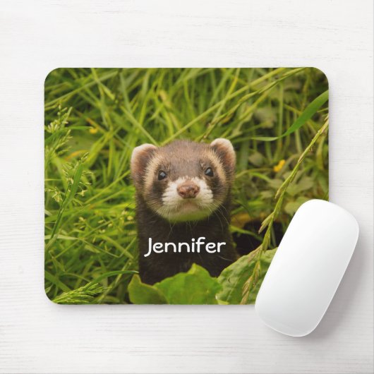 Niedlich Brown Ferret im Gras Mousepad (Mit Mouse)