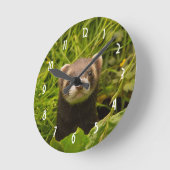 Niedlich Brown Ferret im Gras Runde Wanduhr (Winkel)