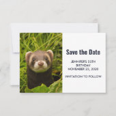 Niedlich Brown Ferret im Gras Save The Date (Vorderseite)