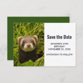 Niedlich Brown Ferret im Gras Save The Date (Vorne/Hinten)