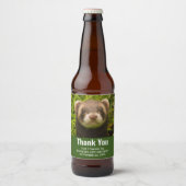 Niedlich Brown Ferret im Gras Vielen Dank zum Gebu Bierflaschenetikett (Vorderseite)