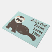 Niedlich Brown Ferret Minze Green Custom Willkomme Fußmatte (Schrägansicht)