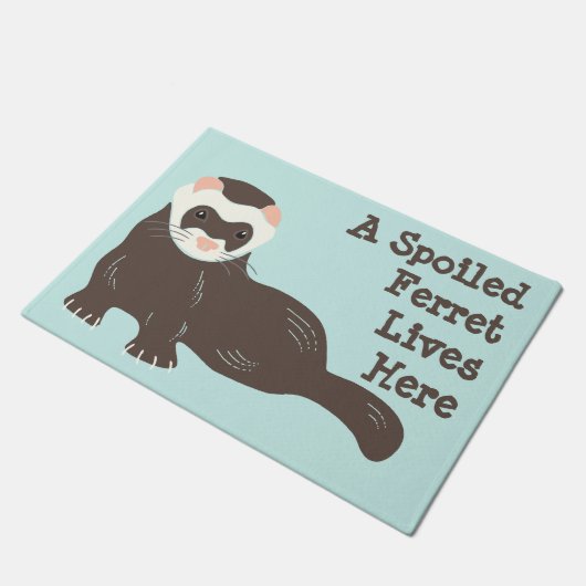 Niedlich Brown Ferret Minze Green Custom Willkomme Fußmatte (Schrägansicht)