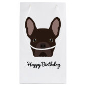 Niedlich Brown French Bulldog Geburtstag Kleine Geschenktüte (Rückseite)