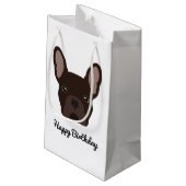 Niedlich Brown French Bulldog Geburtstag Kleine Geschenktüte (Rückseite Schrägansicht)
