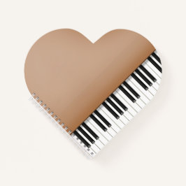 Niedlich Brown Grand Piano Heart geformt Notizblock