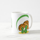 Niedlich Brown Green Cartoon Mushroom Fungi Art Kaffeetasse (VorderseiteRechts)