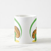 Niedlich Brown Green Cartoon Mushroom Fungi Art Kaffeetasse (Mittel)