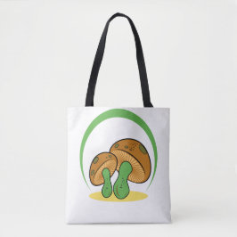 Niedlich Brown Green Cartoon Mushroom Fungi Art Tasche