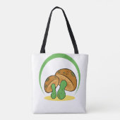 Niedlich Brown Green Cartoon Mushroom Fungi Art Tasche (Rückseite)