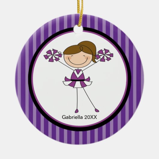 Niedlich Brown Haarbär Cheerleader Weihnachtsschmu Keramik Ornament (Vorne)