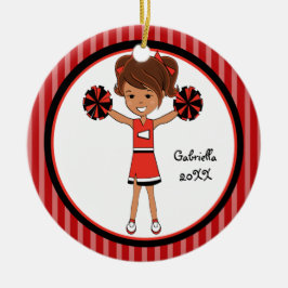 Niedlich Brown Haarbär Cheerleader Weihnachtsschmu Keramikornament