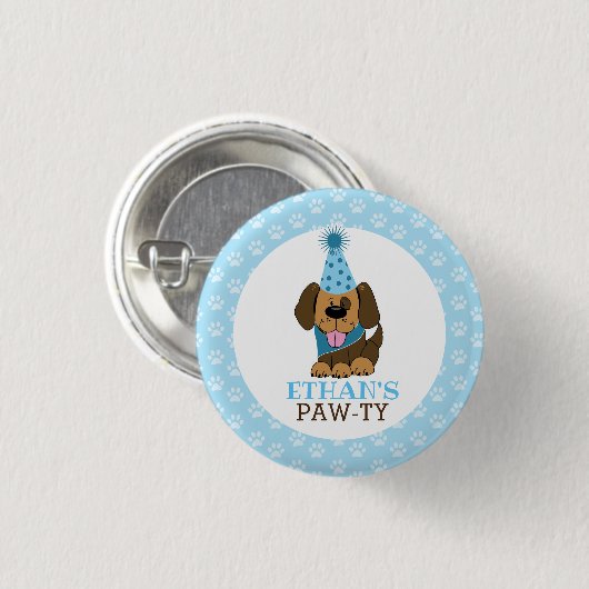 Niedlich Brown handsome Puppy Dog Birthday Button (Vorne & Hinten)