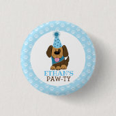 Niedlich Brown handsome Puppy Dog Birthday Button (Vorderseite)