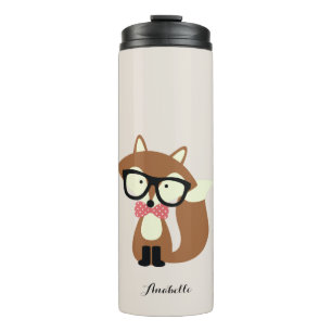 Niedlich Brown Hipster Fox Thermosbecher