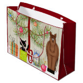 Niedlich Brown Horn und Kitten Barn Weihnachtsurla Große Geschenktüte (Rückseite Schrägansicht)