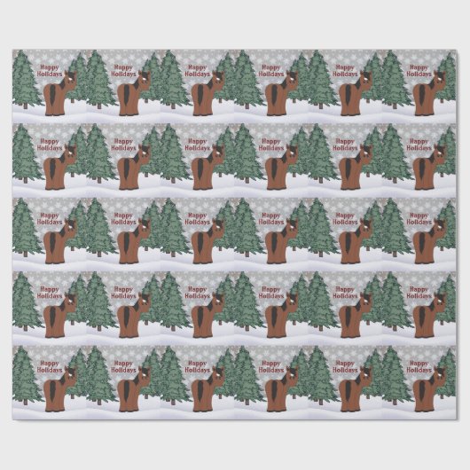 Niedlich Brown Horse Happy Holidays Weihnachten Geschenkpapier (Flach)