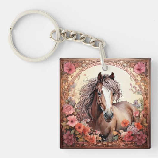 Niedlich Brown Horse Schlüsselanhänger (Vorderseite)