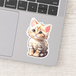 Niedlich Brown Kawaii Kitten Aufkleber