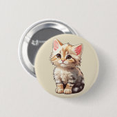 Niedlich Brown Kawaii Kitten Button (Vorne & Hinten)