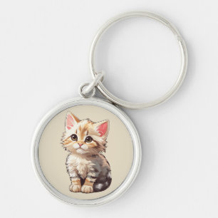 Niedlich Brown Kawaii Kitten Schlüsselanhänger