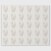 Niedlich Brown Line Tree Stars Illustration Weihna Geschenkpapier (Flach)