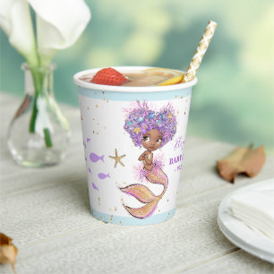 Niedlich Brown Mermaid Babydusche Papiertasse Pappbecher