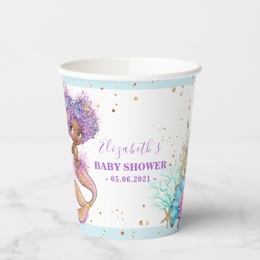 Niedlich Brown Mermaid Babydusche Papiertasse Pappbecher (Links)