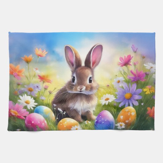 Niedlich Brown Oaster Baby Bunny Geschirrtuch (Horizontal)