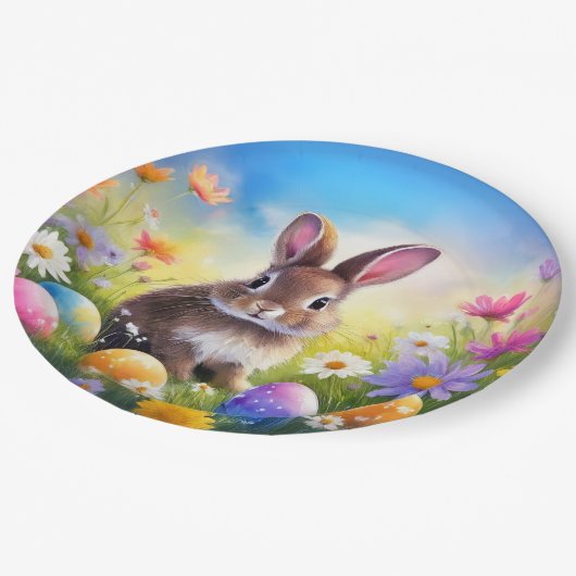 Niedlich Brown Oaster Baby Bunny Pappteller (Schrägansicht)