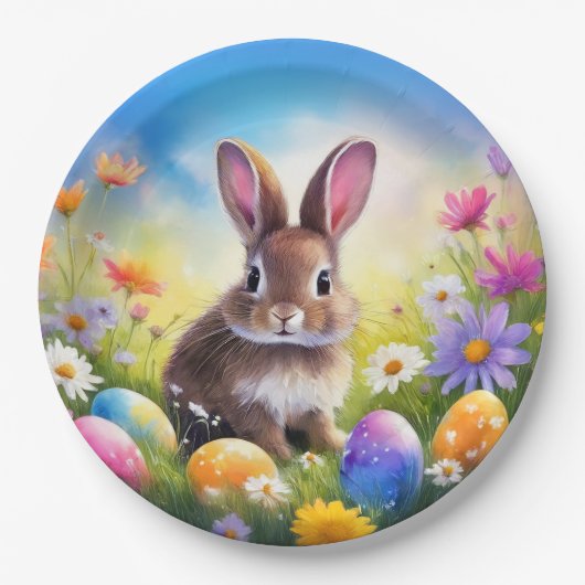 Niedlich Brown Oaster Baby Bunny Pappteller (Vorderseite)