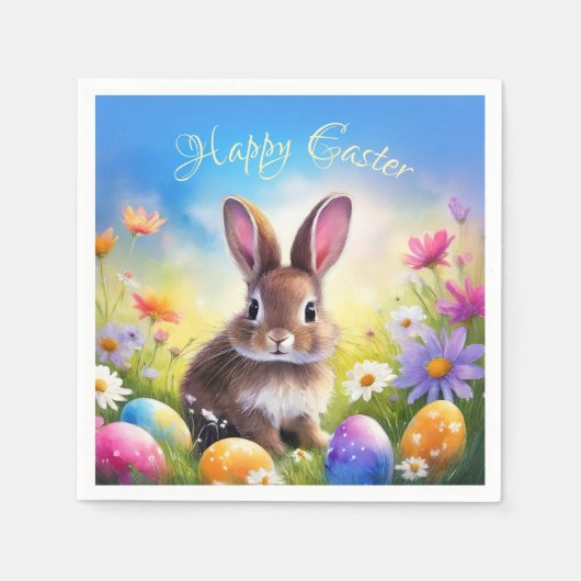 Niedlich Brown Oaster Baby Bunny Serviette (Vorderseite)