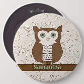 Niedlich Brown Owl Button (Vorne & Hinten)