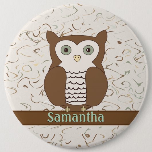Niedlich Brown Owl Button (Vorderseite)