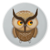 Niedlich Brown Owl Keramikknauf (Vorderseite)
