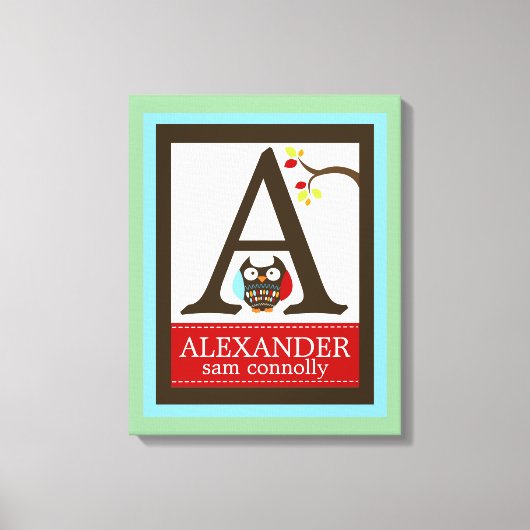Niedlich Brown Owl Leinwand Letter Name Print 16x2 (Vorderseite)