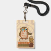 Niedlich Brown Owl Study Pass Abzeichen mit Namen Ausweis (Vorderseite mit Lanyard)