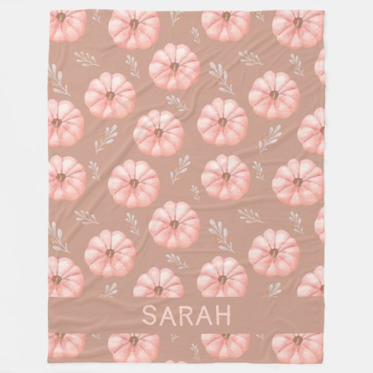 Niedlich Brown Peach Wassercolor Pumpfall Fleecedecke (Vorderseite)