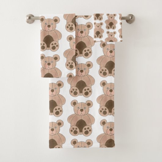 Niedlich Brown Plush Toy Teddy Bär gestopftes Tier Badhandtuch Set (Insitu)