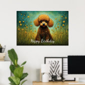 Niedlich Brown Poodle Blume Meadow Poster (Heimbüro)