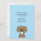 Niedlich Brown Puppy Dog Blue Baby Boy Dusche Einladung (Rückseite)