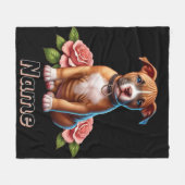 Niedlich Brown Puppy mit Rose Fleecedecke (Vorderseite (Horizontal))
