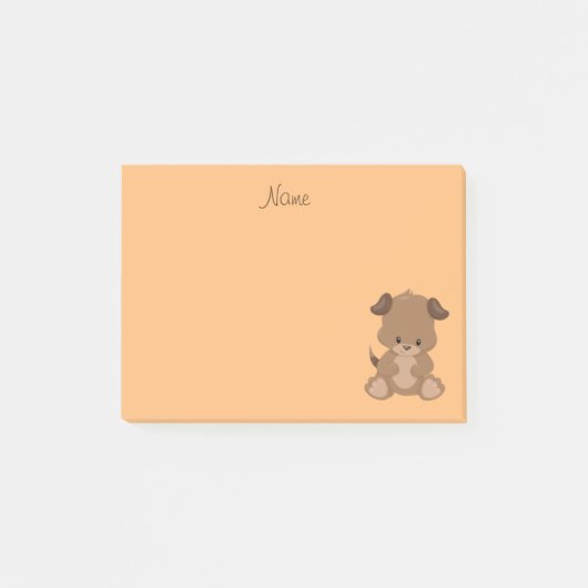 Niedlich Brown Puppy Post-it Klebezettel (Vorderseite)