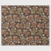Niedlich Brown Red Green Christmas Lebkuchen Geschenkpapier (Flach)