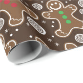 Niedlich Brown Red Green Christmas Lebkuchen Geschenkpapier (Rolleneckpunkt)