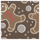 Niedlich Brown Red Green Christmas Lebkuchen Stoff (Nahaufnahme)
